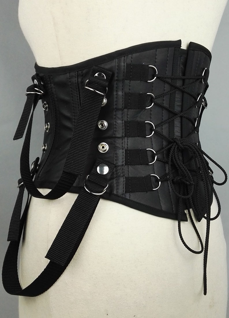 Leather BDSM corset bondage steel boned | Etsy