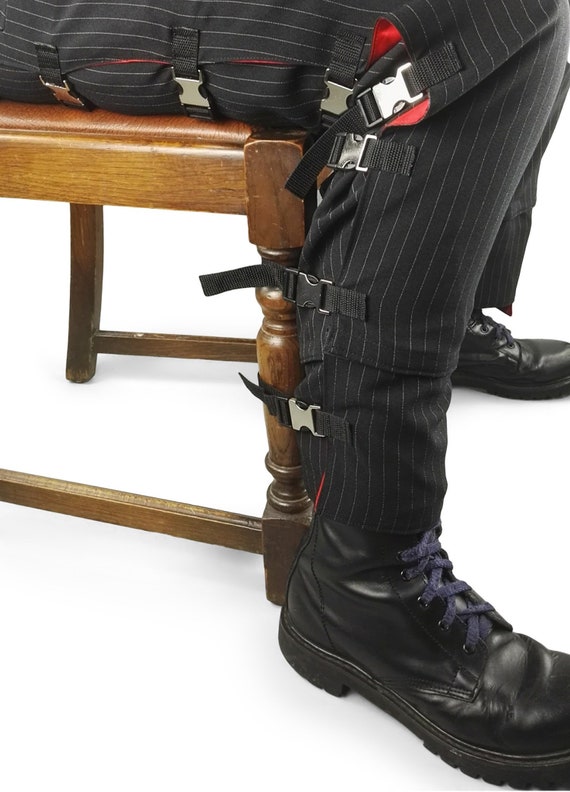 Pinstripe Fetish Punk Bondage Strap Pants - Etsy UK