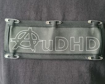 Anarchic AuDHD pin on patch (organic cotton) with safety pins