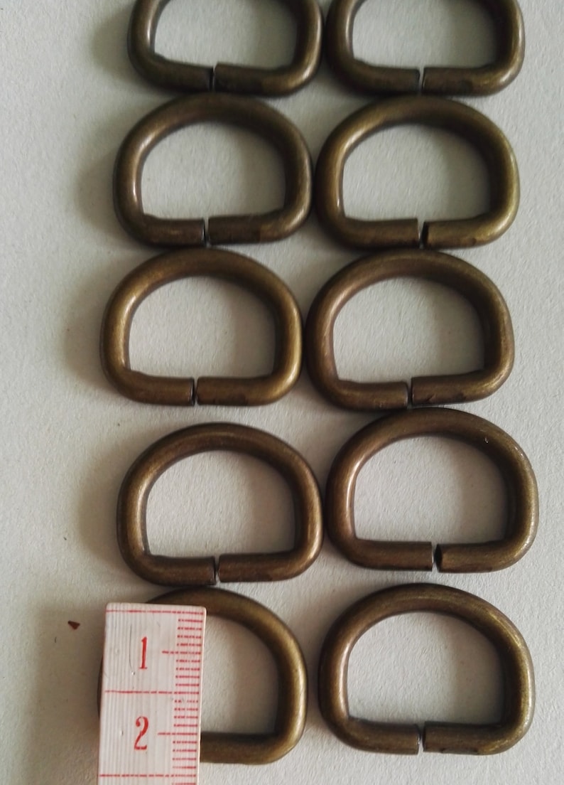 For leathercraft or DIY sewer Vintage look metal dee ring perfect on a steampunk outfit 10 pack antique brass D ring 20mm brass D rings