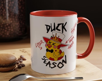 Duck Season mug | Hazbin Hotel inspired Rubber Duck with Lucifer hat illustration