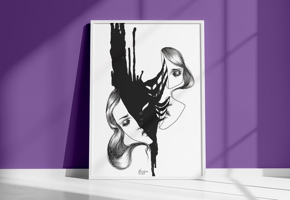 Shadow Work Illustration Print | Jung Inspired Introspective Art