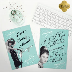 Audrey Hepburn quotes printable bridal shower decor/ favors/ gifts breakfast at party/ keepsake bridesmaid gifts Set oF 2  5x7&quot;