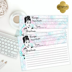 Audrey Hepburn Recipe Cards Printable Can Be Used for a Bridal Shower ...
