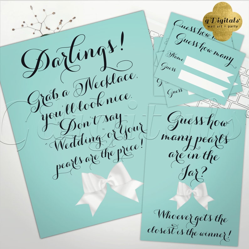 Bridal Shower Pearl Necklace Game Sign with Guess Many Pearls Etsy