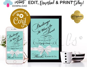 Corjl Bridal Shower Darlings Treat Sign | Edit Name Yourself | 5x7" Instant Download