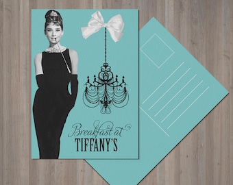 Breakfast at Tiffany's Postcard Audrey Hepburn Stationery 4x6" 2/Per Page 8.5x11 Designed For Avery® 5389 Postcards