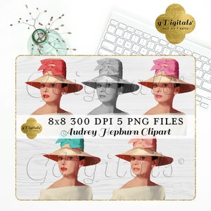Audrey Hepburn PNG Files - Clipart Fashion Instant Download Planner Invites Decor Supplies