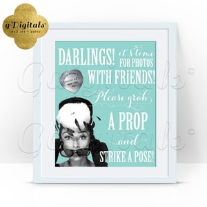 Audrey Hepburn Photo Booth Breakfast Bridal/Birthday/ Printable Sign | Digital File JPG + PDF Format. {Instant Download 8x10&quot;}
