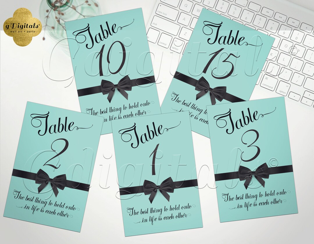 Table Numbers For Events Printable Table Numbers/ Black Bow Tie/ Wedding Event/ Bridal Shower ...