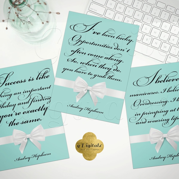 Se of 3 Audrey Contemporary Bridal Table Quote Signs