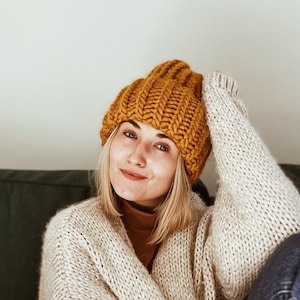 wool beanie, big beanie, wool big beanie, thick beanie, warm beanie, powder pink beanie, wool hat, beige beanie, for woman, unisex beanie image 1