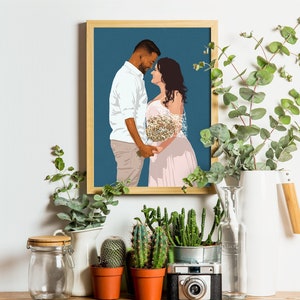 Custom Portrait Print - Wedding Gift, Couple Drawing, Family Portrait, Portrait From Photo