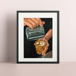 Flat White Art Print Coffee Shop Illustration image 1