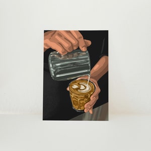 Flat White Art Print Coffee Shop Illustration image 3