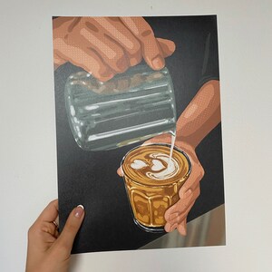 Flat White Art Print Coffee Shop Illustration image 4