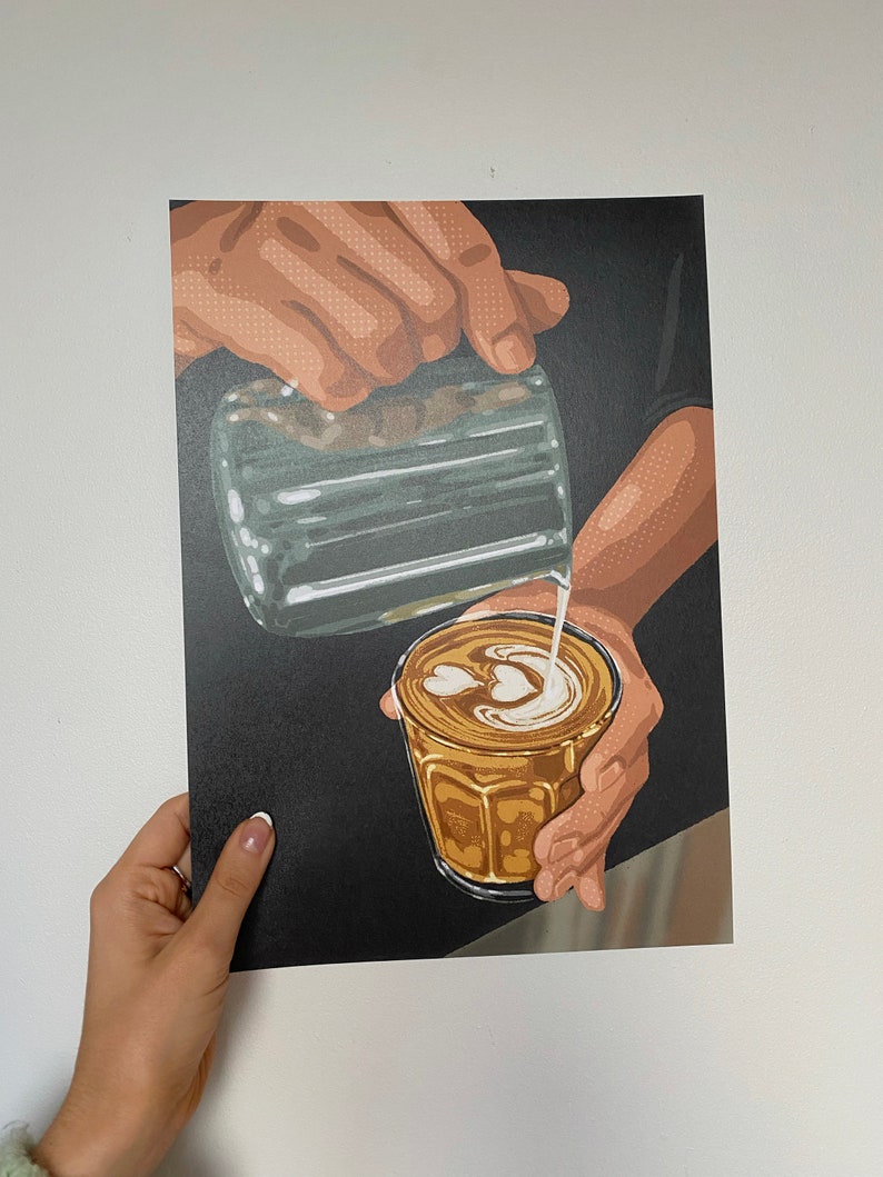 Flat White Art Print Coffee Shop Illustration image 4