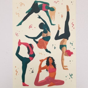 Yoga With The Girls Postcard Print Illustration image 6