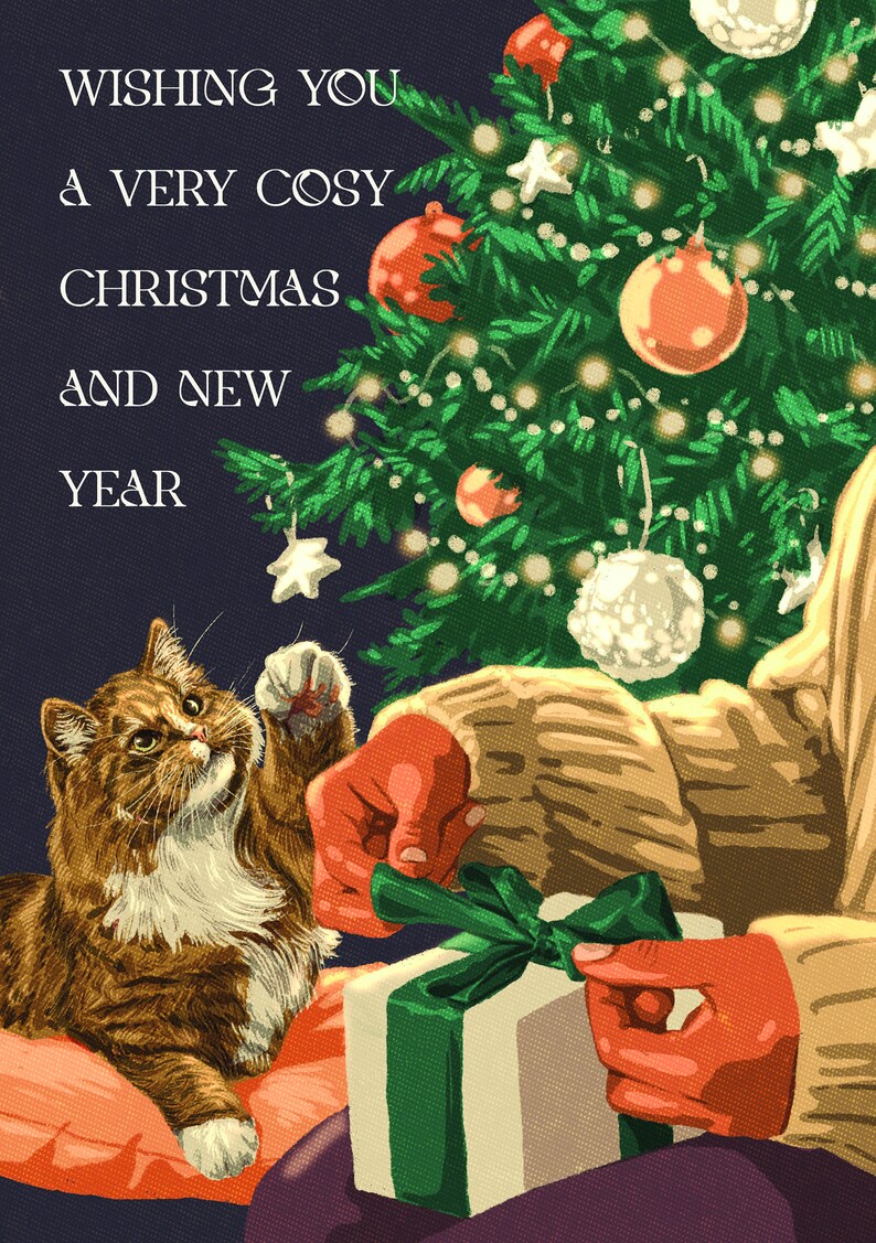 Cat Christmas Card Multipack Wishing You A Very Cosy Christmas and New Year Pack Of 5 image 4