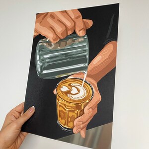 Flat White Art Print Coffee Shop Illustration image 5