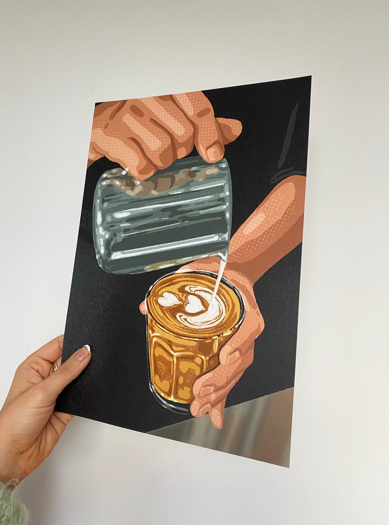 Flat White Art Print Coffee Shop Illustration image 5