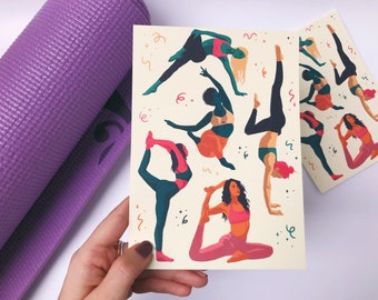 Yoga With The Girls - Postcard Print Illustration