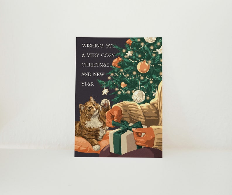 Cat Christmas Card Multipack Wishing You A Very Cosy Christmas and New Year Pack Of 5 image 2