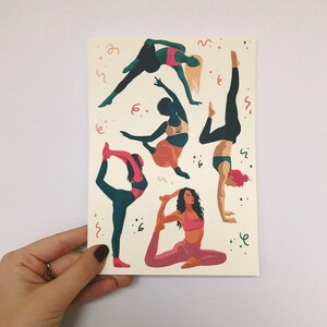 Yoga With The Girls Postcard Print Illustration image 7