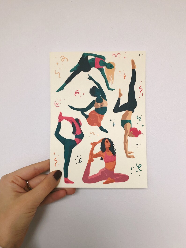 Yoga With The Girls Postcard Print Illustration image 7