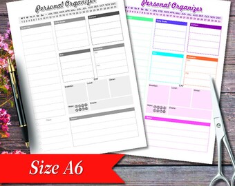 Personal Organizer, Work Day Organizer, Daily Planner, A6 Daily Planner, A5 Daily Planner, 4.1" x 5.8" Work Day Organize r,Planner pages