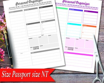 Daily Planner, Personal Organizer, Work Day Organizer, Daily Planner, Daily Planner, 3.5" x 4.88" Work Day Organize r,Planner pages