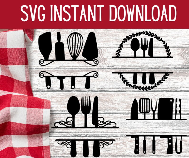 Download Kitchen Monogram Bundle svg Cut File svg Silhouette | Etsy