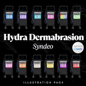 Hydra Dermabrasion Device Illustration Pack | 27 PNGs of Machines, Tips, Handpieces & Jar | Aesthetic Canva Graphics