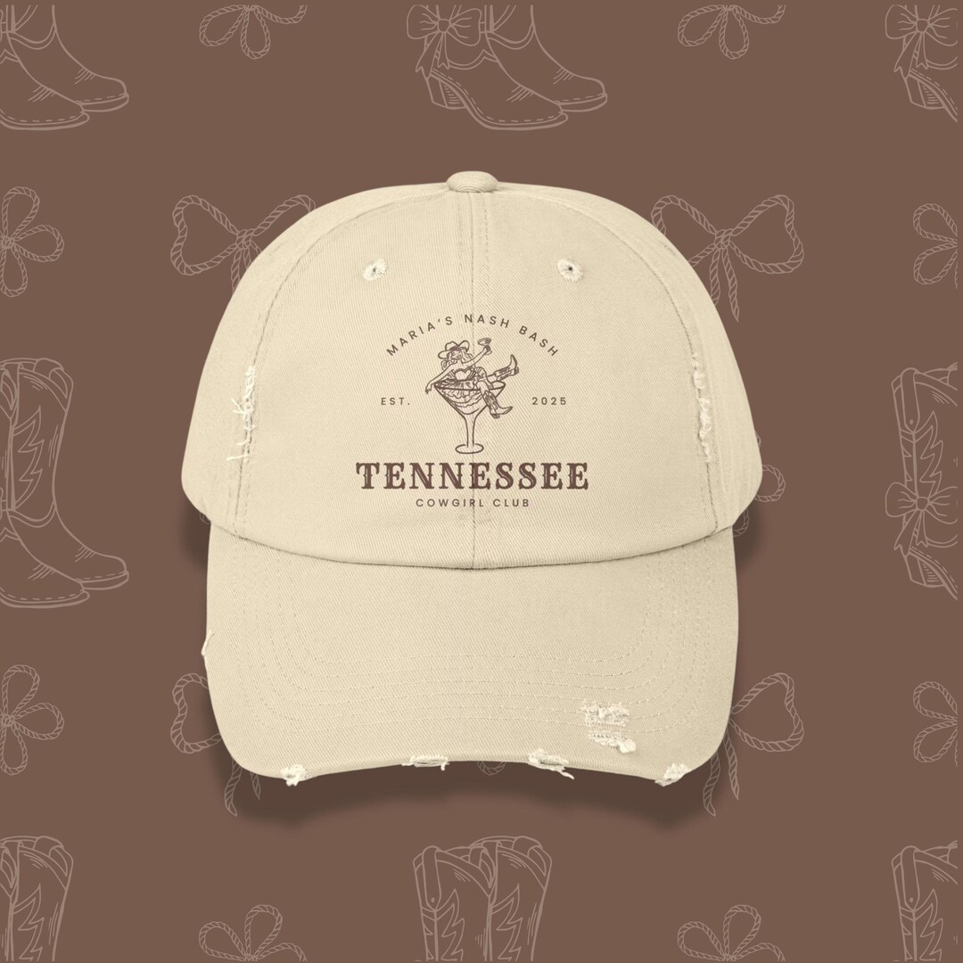 New Custom Designed Brown Distressed Baseball Cap with Embroidered CowgirlDesign designsbytobi | Accessories | New Custom Designed Brown  main image 2