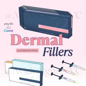Dermal Filler Illustrations | Aesthetic Injector Canva Content Pack | Hand-Drawn PNGs for Social Media