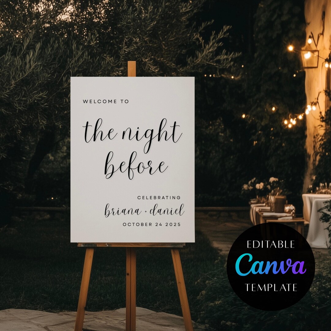 Editable Wedding Welcome Sign Template: Rehearsal Dinner Decor (canva ...
