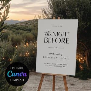 The Night Before Wedding Welcome Sign Template | Elegant Canva Template for Pre-Wedding Event | Printable PDF
