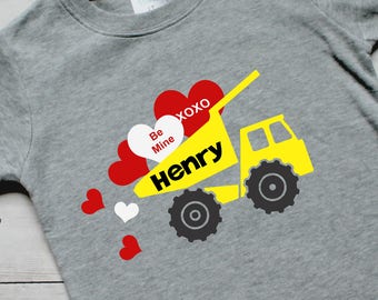 Personalized Dump Truck Valentine Shirt Boys Valentine Shirt