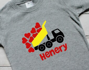 Dump Truck Valentine Shirt Personalized Boys Valentine Shirt