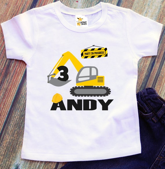 DIGGER BIRTHDAY SHIRT PERSONALIZED NAME CONSTRUCTION DUMPTRUCK BIRTHDAY SHIRT