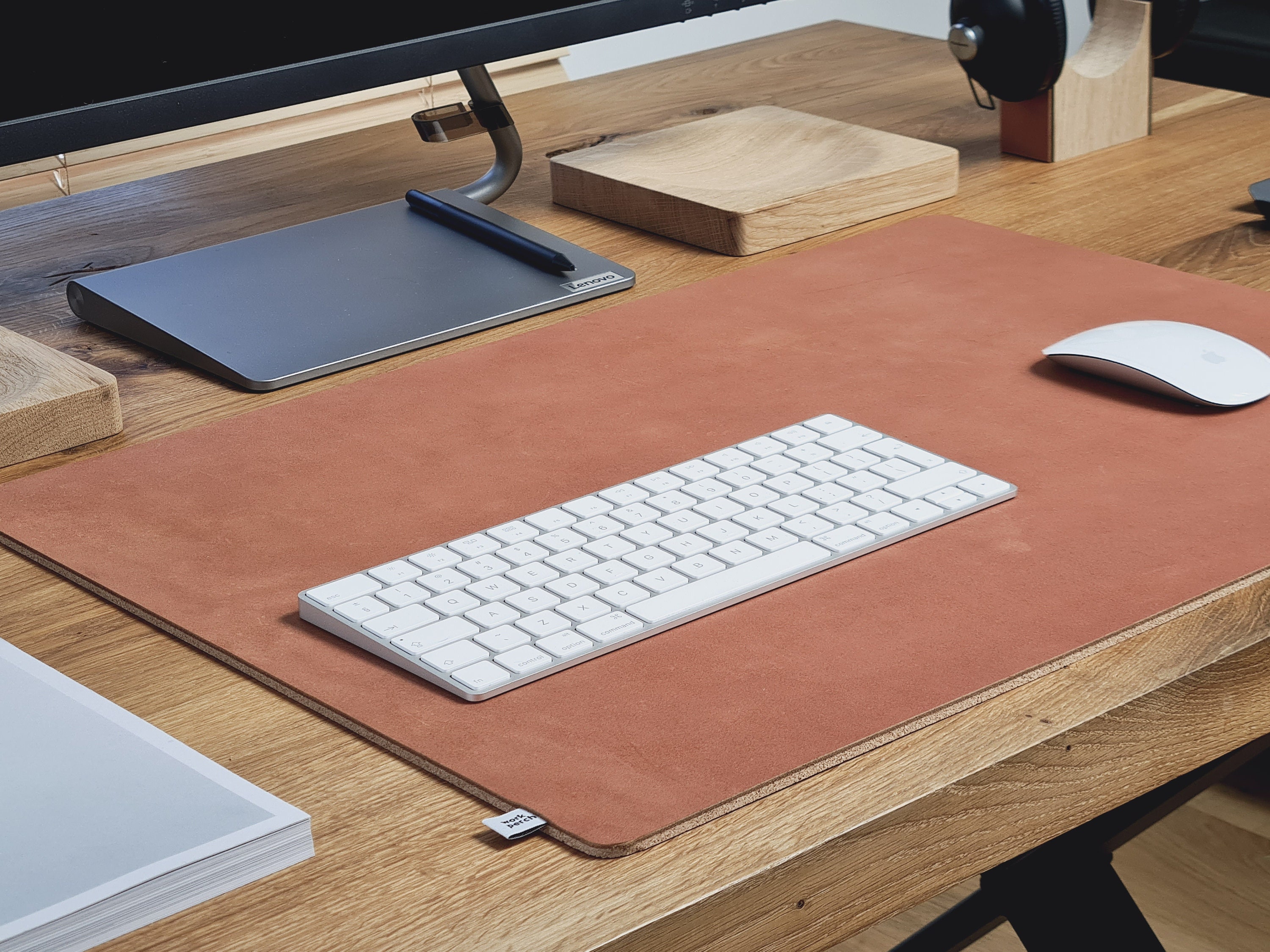 Large Leather Desk Mat // Genuine Tan Leather Desk Mat Home Etsy