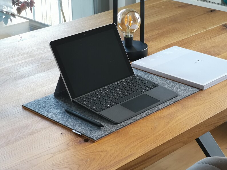 Laptop Mat // Dark Grey Wool Felt Desk Pad Desk Blotter Pad Etsy