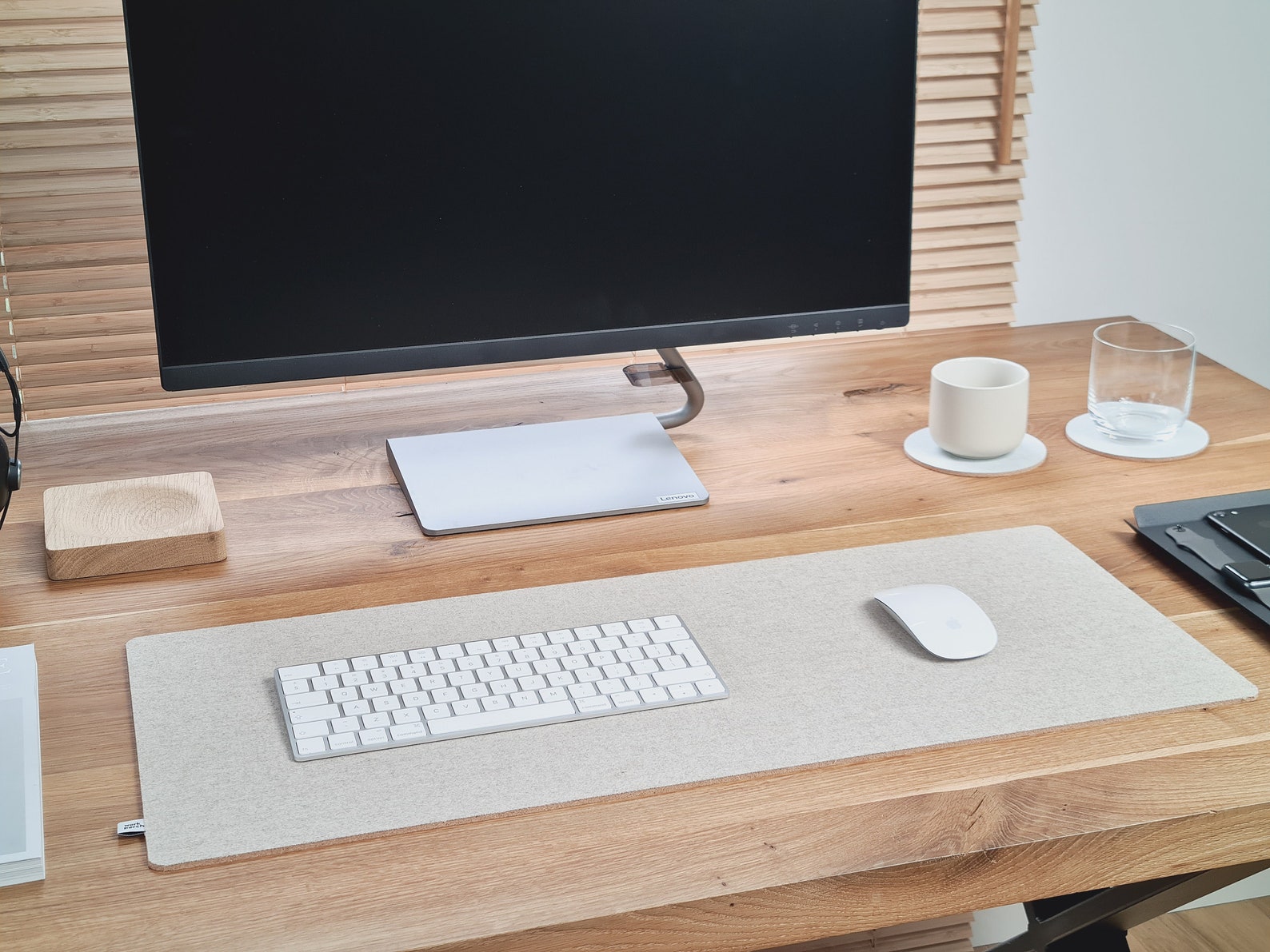 Wool Desk Mat // Biege Premium Wool Home Office Desk Pad Etsy