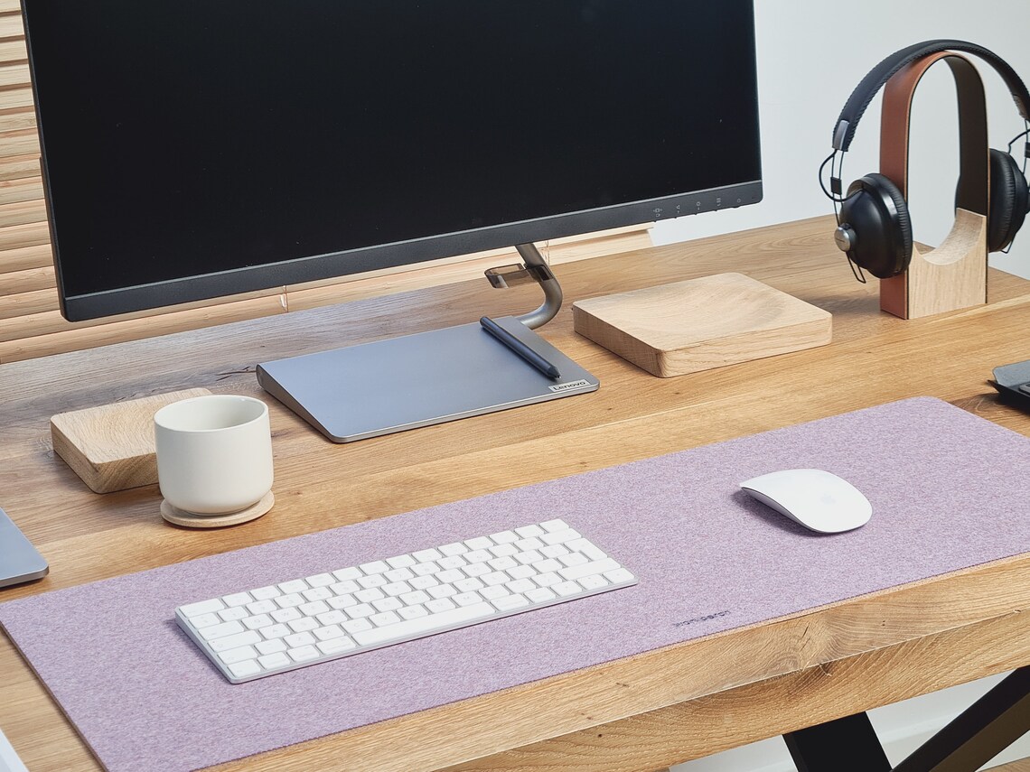 Desk Mat // Dark Grey Premium Wool Home Office Desk Etsy