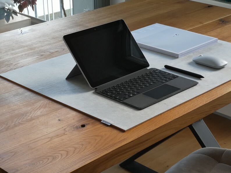 XL Desk Mat // Stone Grey Alcantara Desk Blotter Pad Custom | Etsy