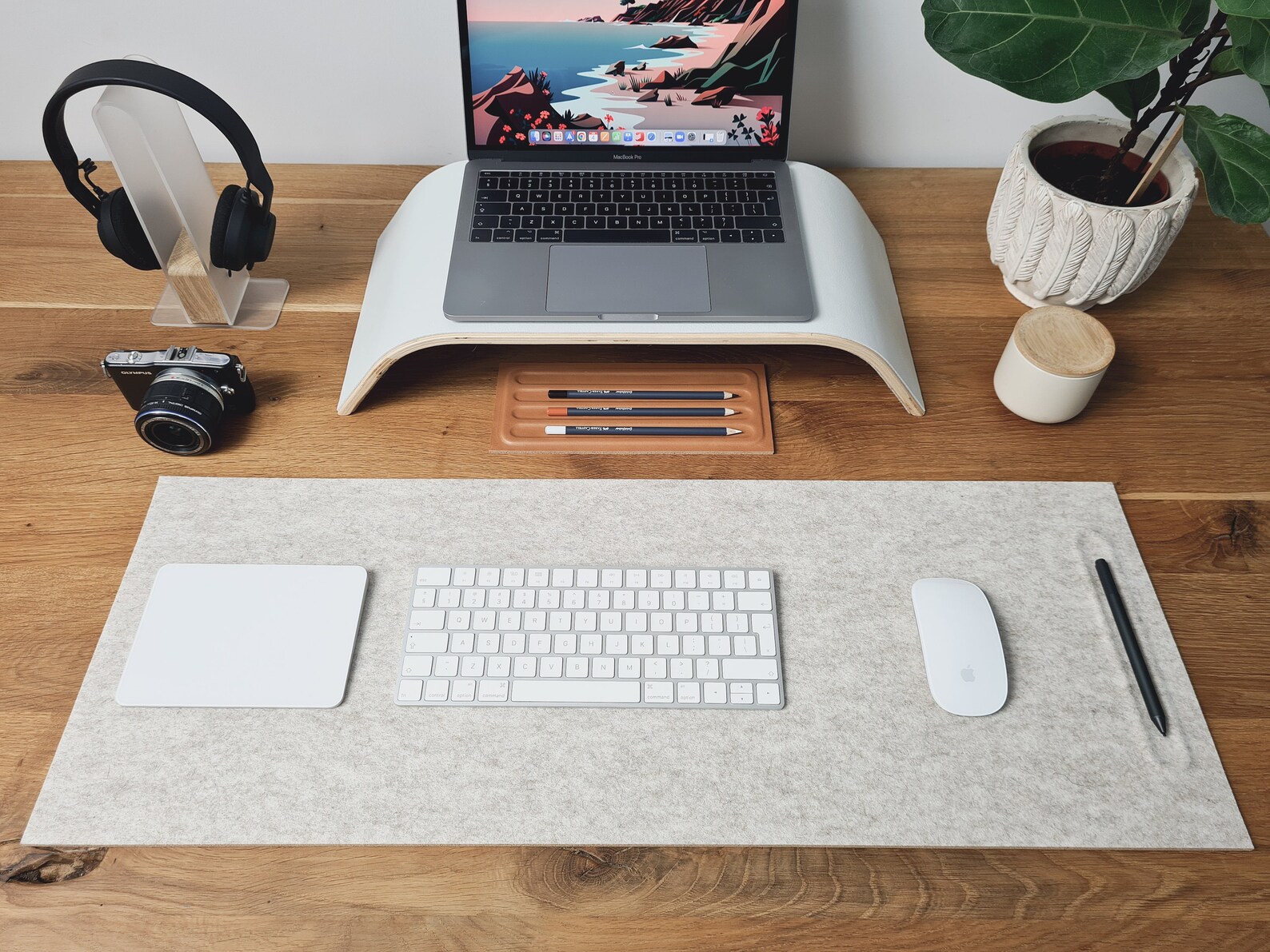 Merino Wool Desk Mat // Beige Home Office Desk Accessories Etsy