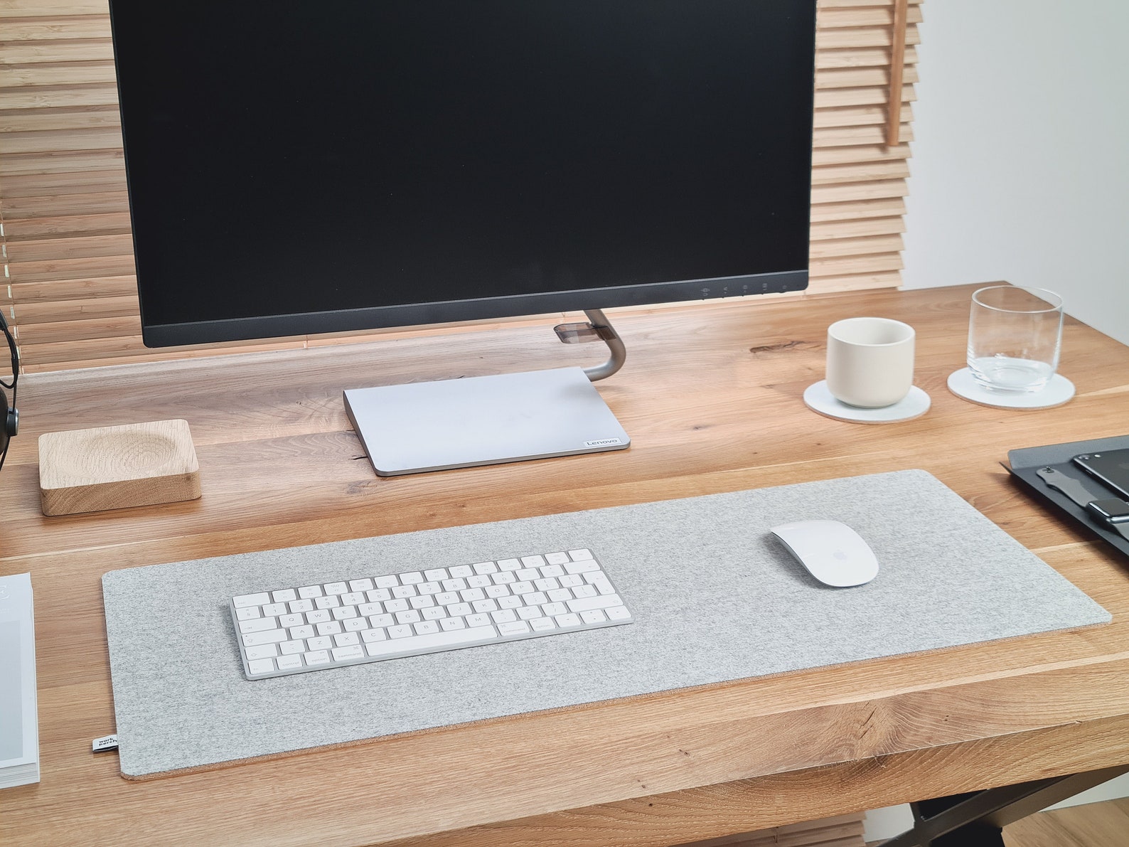 Wool Desk Mat // Light Grey Premium Wool Home Office Desk Etsy
