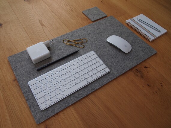 Light Grey Wool Felt Desk Pad Wool Felt Desk Blotter Desk Etsy