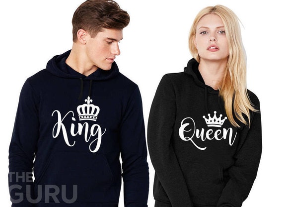 Rey y reina sudadera con capucha parejas sudaderas rey y reina | Etsy