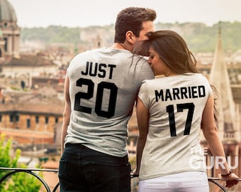 Huwelijksreis shirts paren shirts grappige paren shirts trouwshirts net getrouwd shirts verlovingscadeau huwelijkscadeau bruid en bruidegom shirts